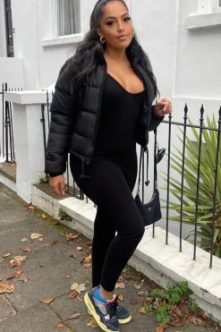 Rebellious Fashion Black Padded Cropped Puffer Jacket - Adhara