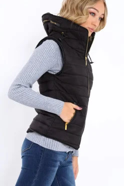 Rebellious Fashion Black Padded Gilet - Ariella