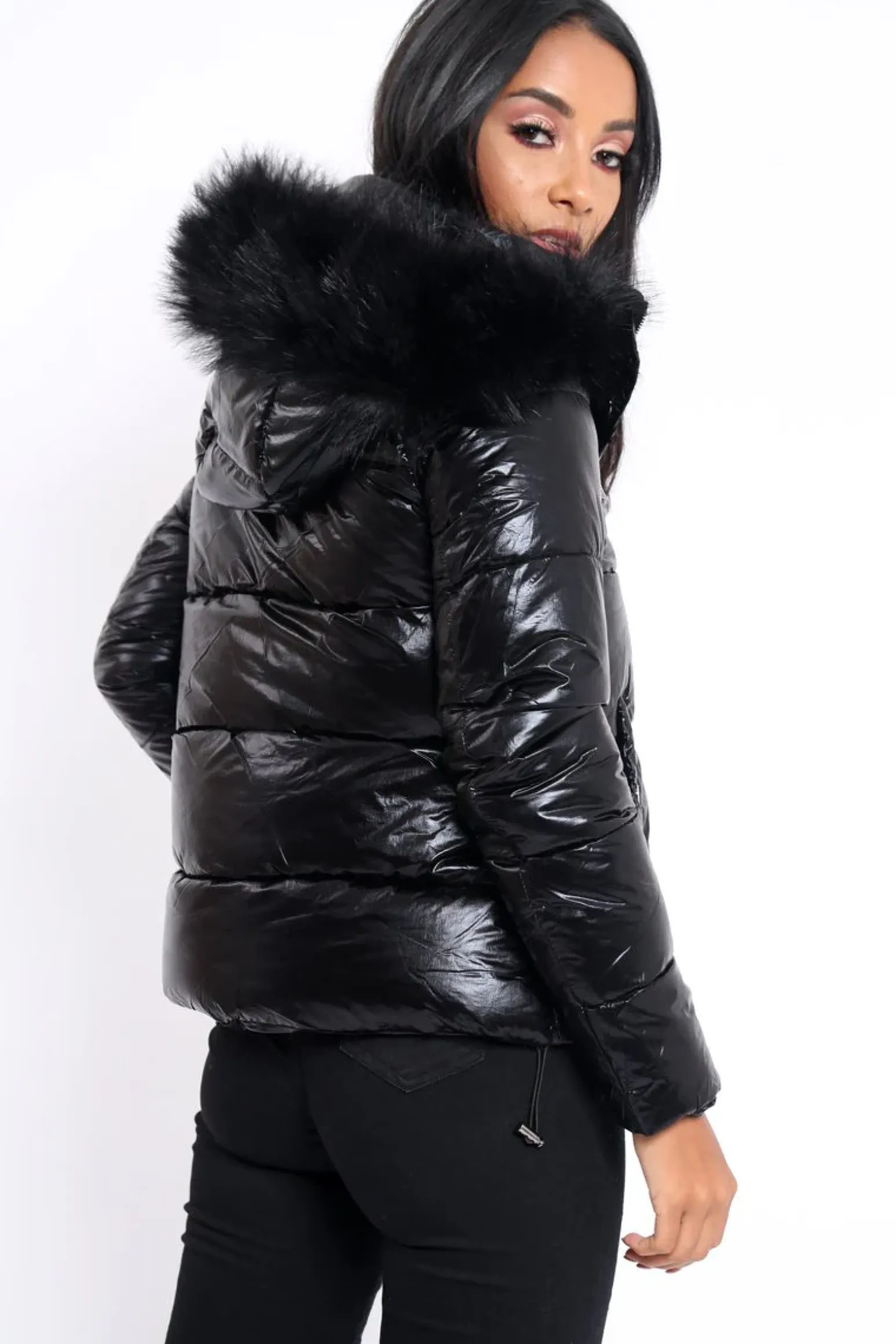 Rebellious Fashion Black Padded Puffer Coat - Casie