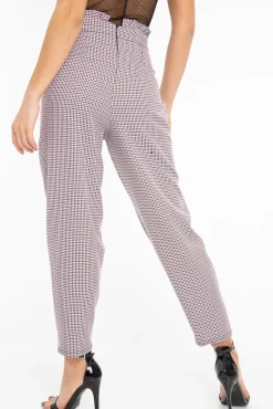 Rebellious Fashion Black Pink Check Frill Detail Trousers - Bristal