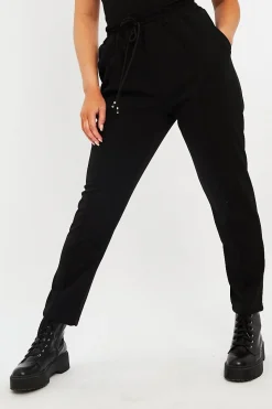Rebellious Fashion Black Piping Detail Woven Trouser - Laila