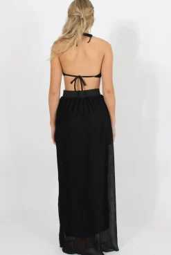 Rebellious Fashion Black Pleated Maxi Skirt - Shanice
