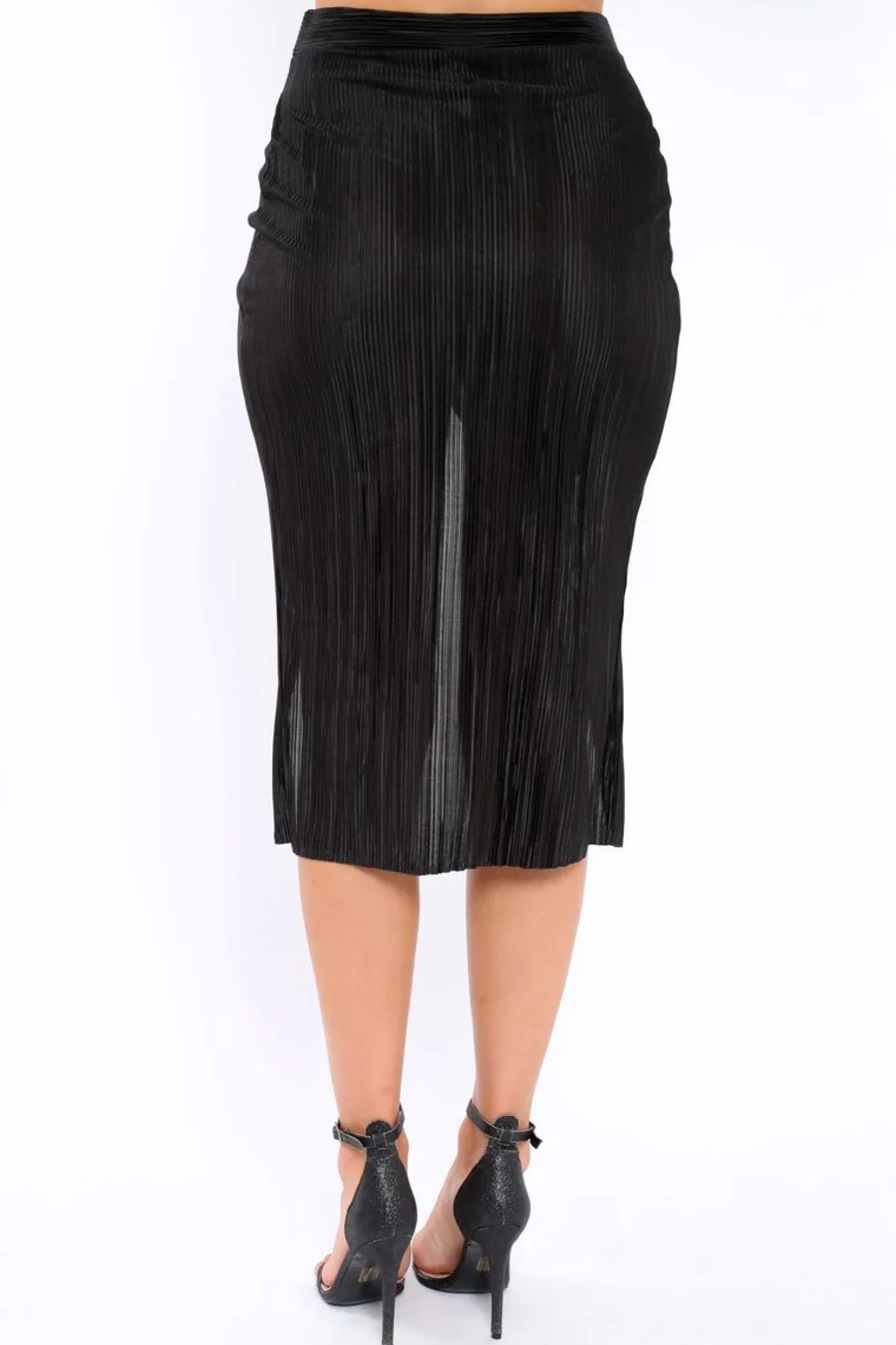 Rebellious Fashion Black Pleated Wrap Over Skirt - Monica