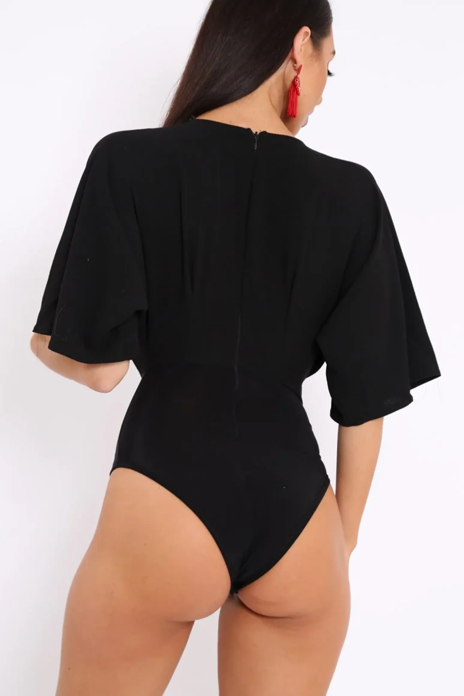 Rebellious Fashion Black Plunge Bodysuit - Florence