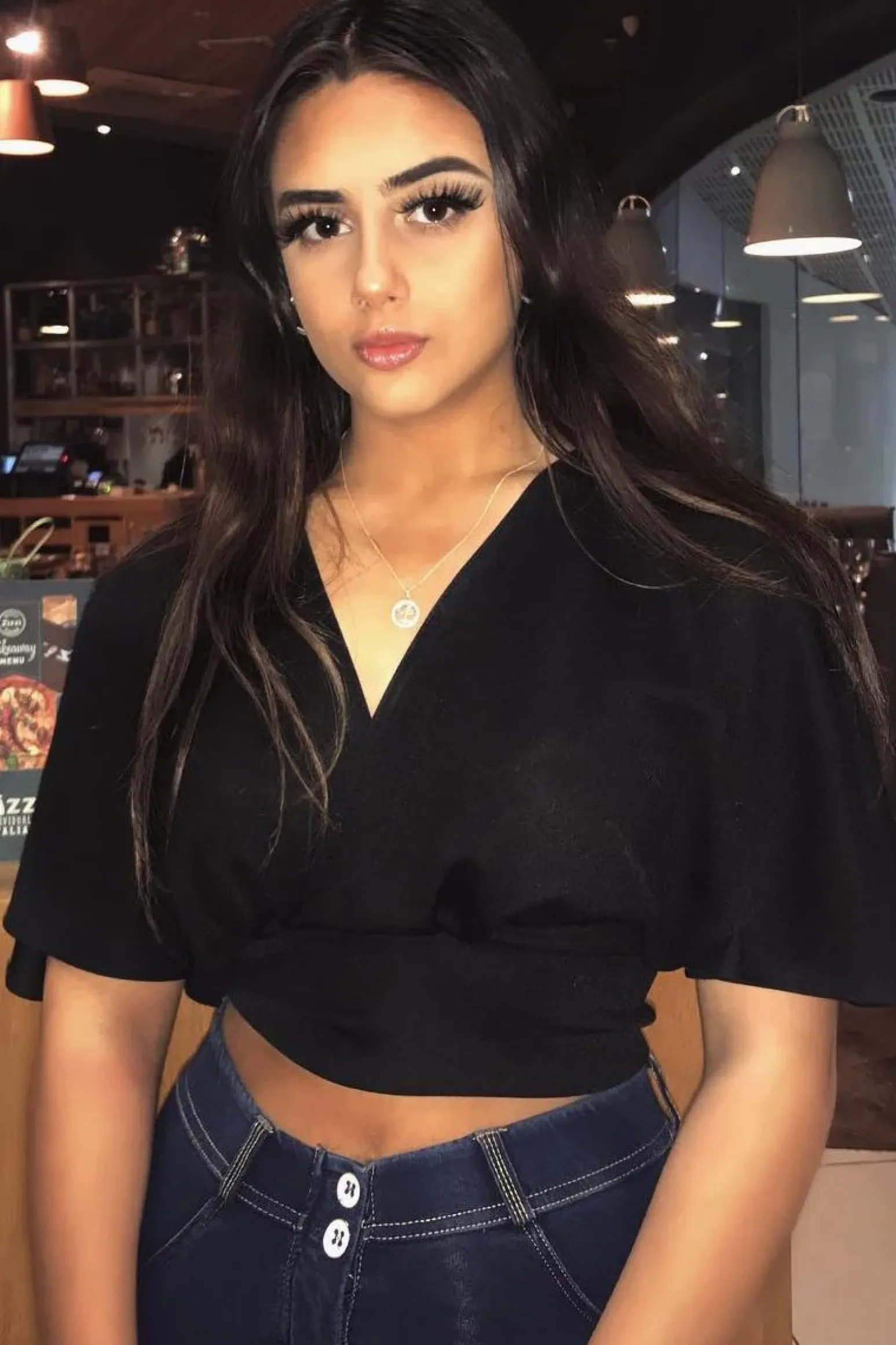 Rebellious Fashion Black Plunge Tie Back Blouse Crop Top - Bryelle
