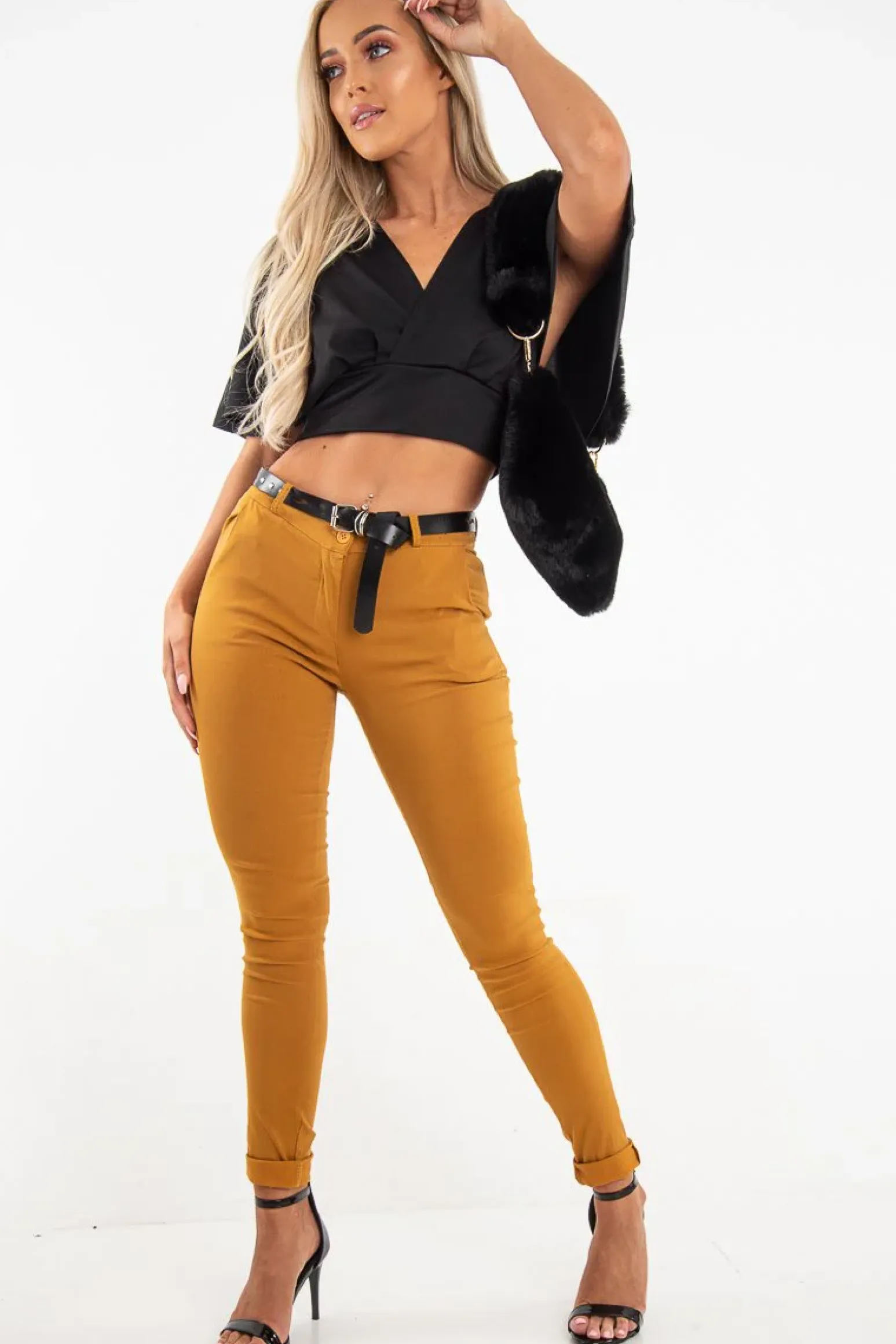 Rebellious Fashion Black Plunge Tie Back Blouse Crop Top - Bryelle