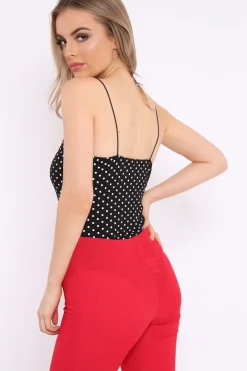 Rebellious Fashion Black Polka Dot Bodysuit - Tari
