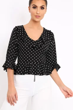 Rebellious Fashion Black Polka Dot Crop Top - Alixandra