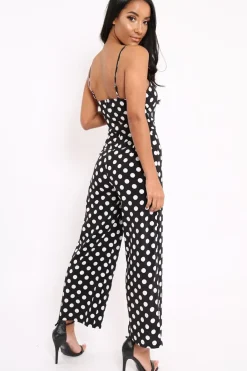 Rebellious Fashion Black Polka Dot Jumpsuit - Witney