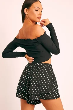 Rebellious Fashion Black Polka Dot Tiered Shorts - Maiyah