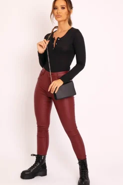Rebellious Fashion Black Popper Front Bodysuit - Kymia