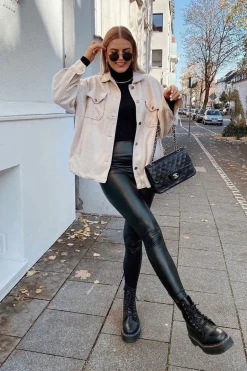 Rebellious Fashion Black PU High Waisted Leggings - Emra
