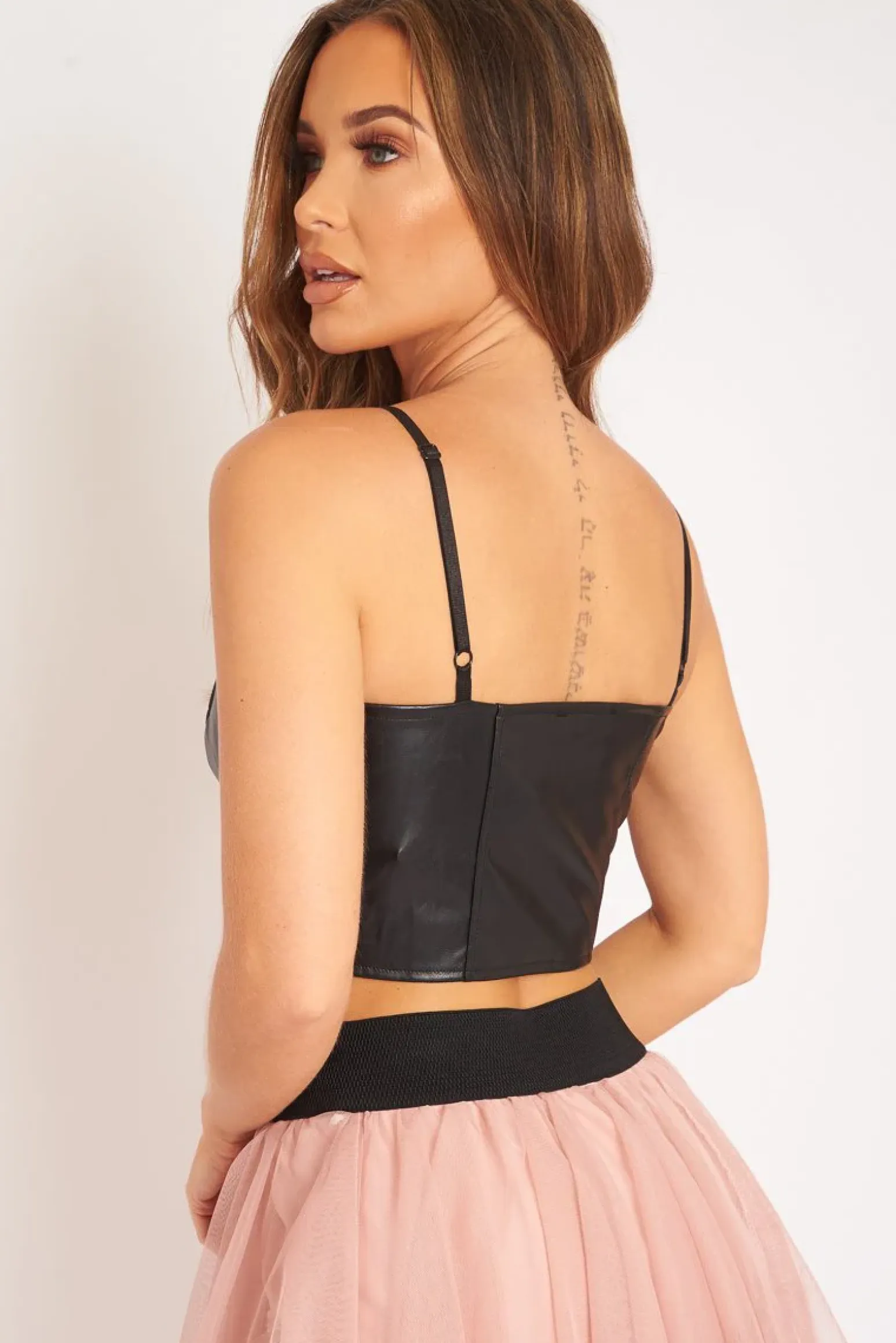 Rebellious Fashion Black PU Zip Front Bralet - Linsa