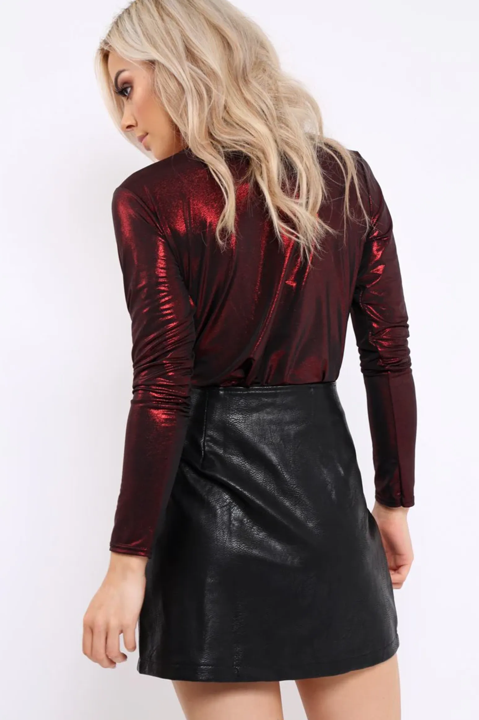 Rebellious Fashion Black PU Zip Skirt - Ingrid