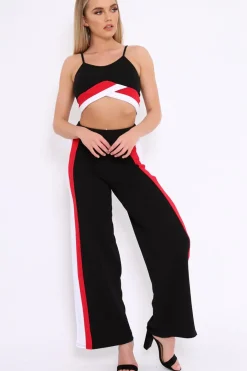 Rebellious Fashion Black Red and White Cami Crop Top - Jace