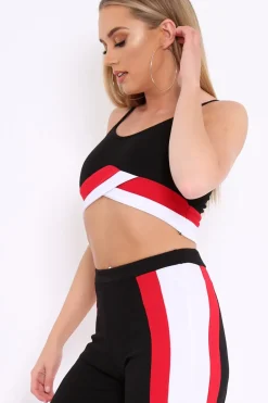 Rebellious Fashion Black Red and White Cami Crop Top - Jace