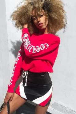Rebellious Fashion Black Red and White PU Mini Skirt - Cady