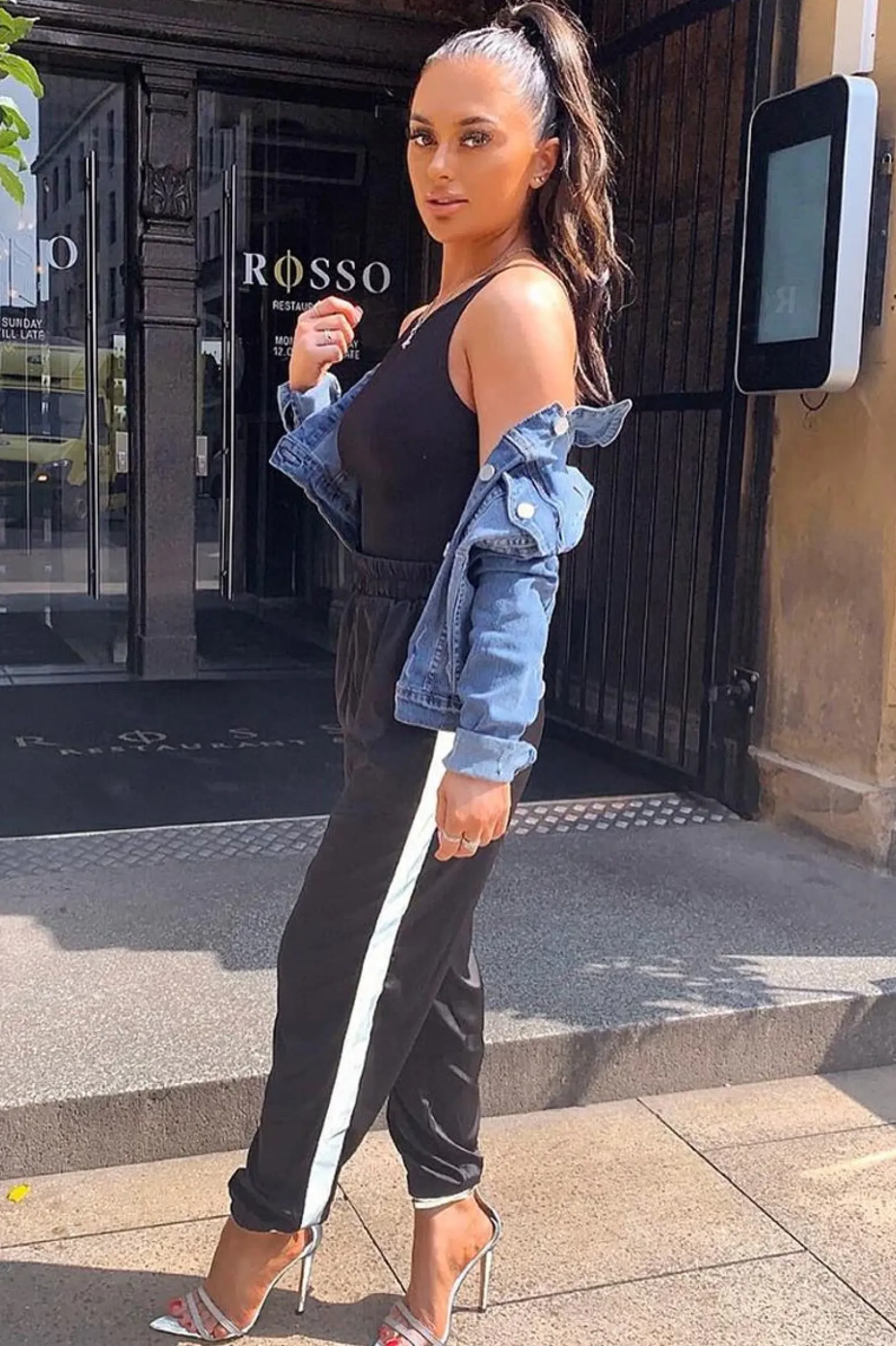 Rebellious Fashion Black Reflective Stripe Detail Joggers - Rosealee