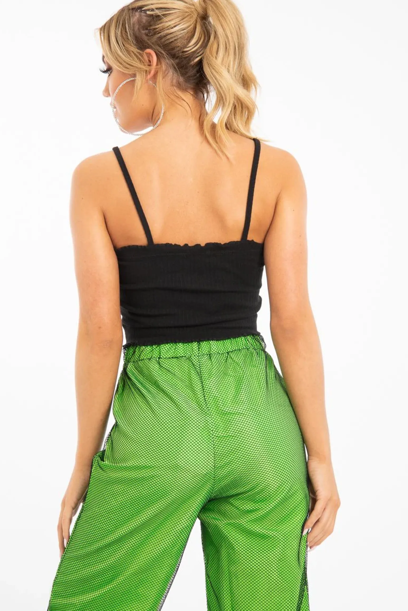 Rebellious Fashion Black Ribbed Frill Edge Crop Top - Zura
