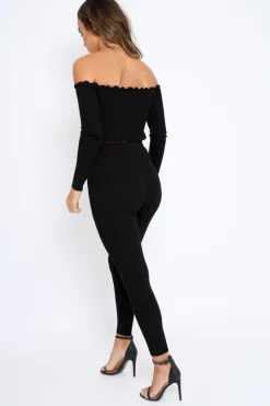 Rebellious Fashion Black Ribbed Knit Co-ord - Luna