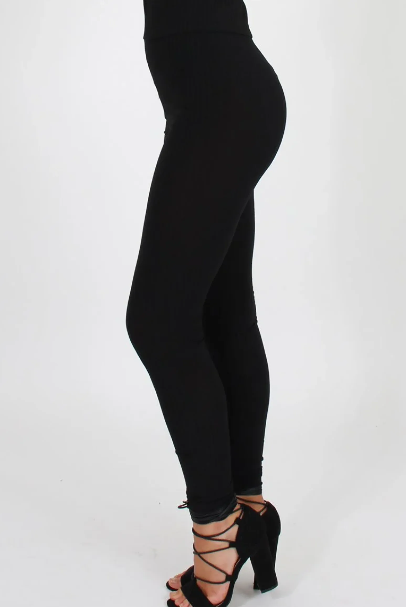 Rebellious Fashion Black Ribbed Leggings - Kirsty