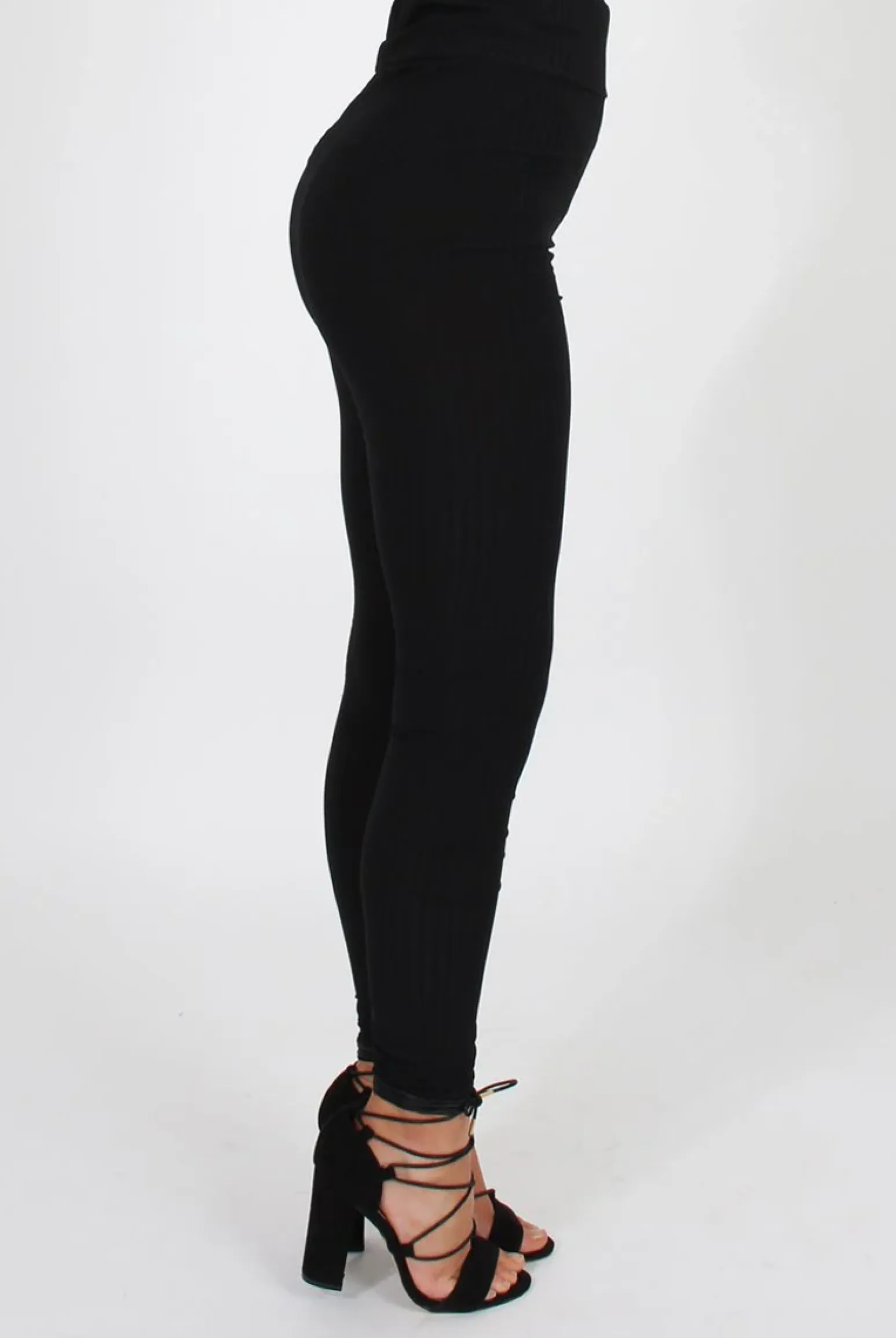Rebellious Fashion Black Ribbed Leggings - Kirsty