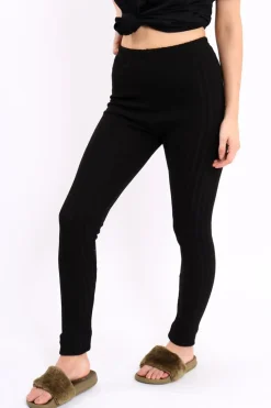 Rebellious Fashion Black Ribbed Leggings - Penelope
