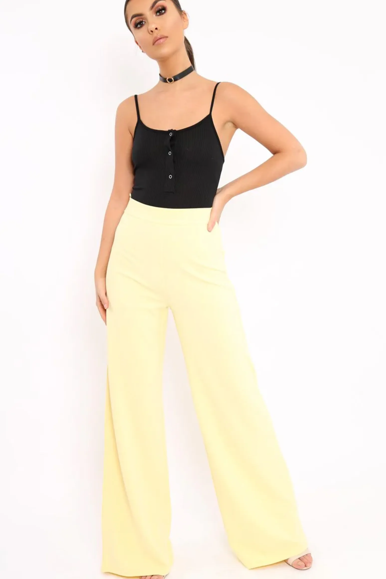 Rebellious Fashion Black Ribbed Popper Front Bodysuit - Baylee