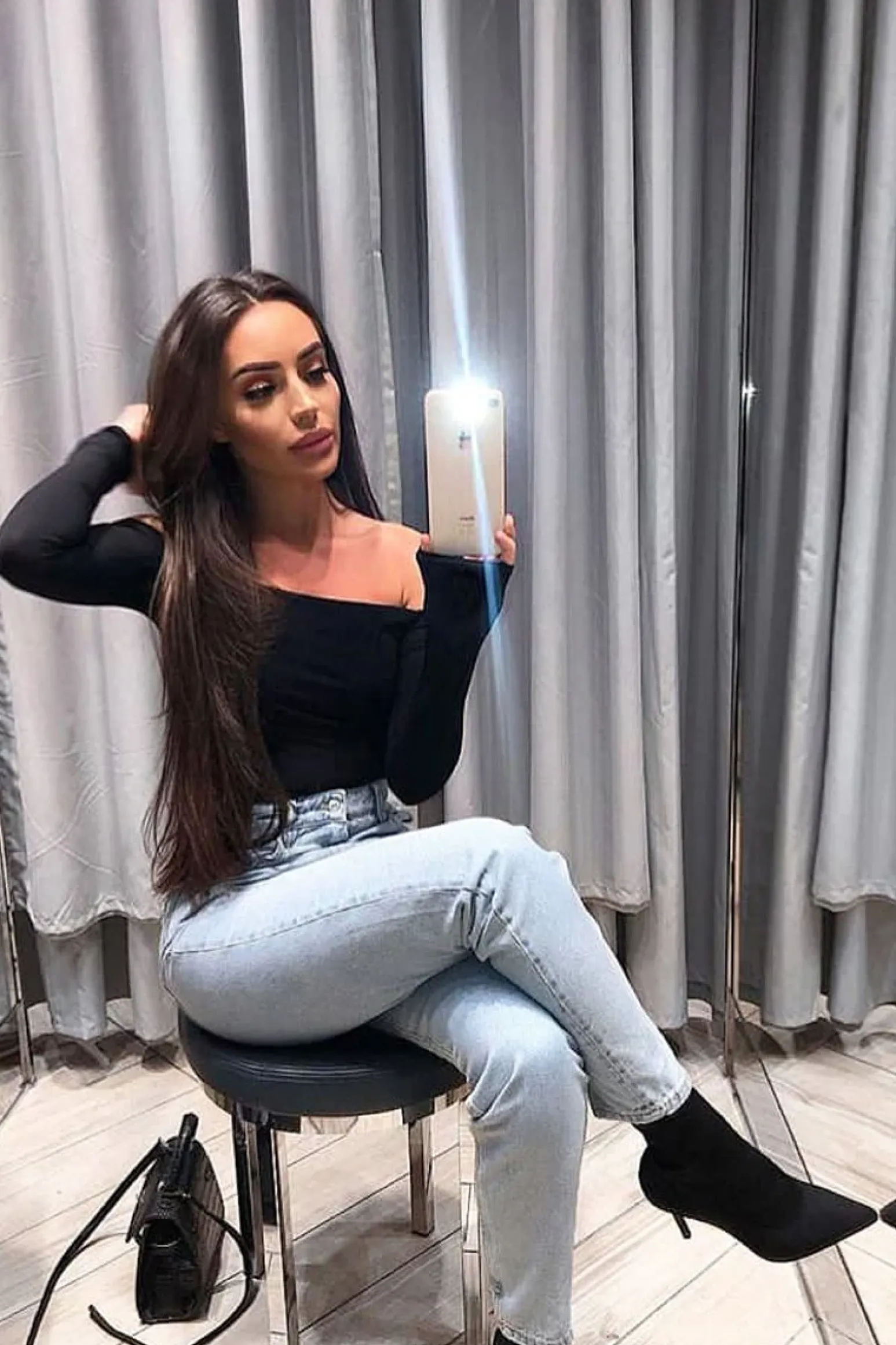 Rebellious Fashion Black Ribbed Square Neck Bodysuit - Alysha