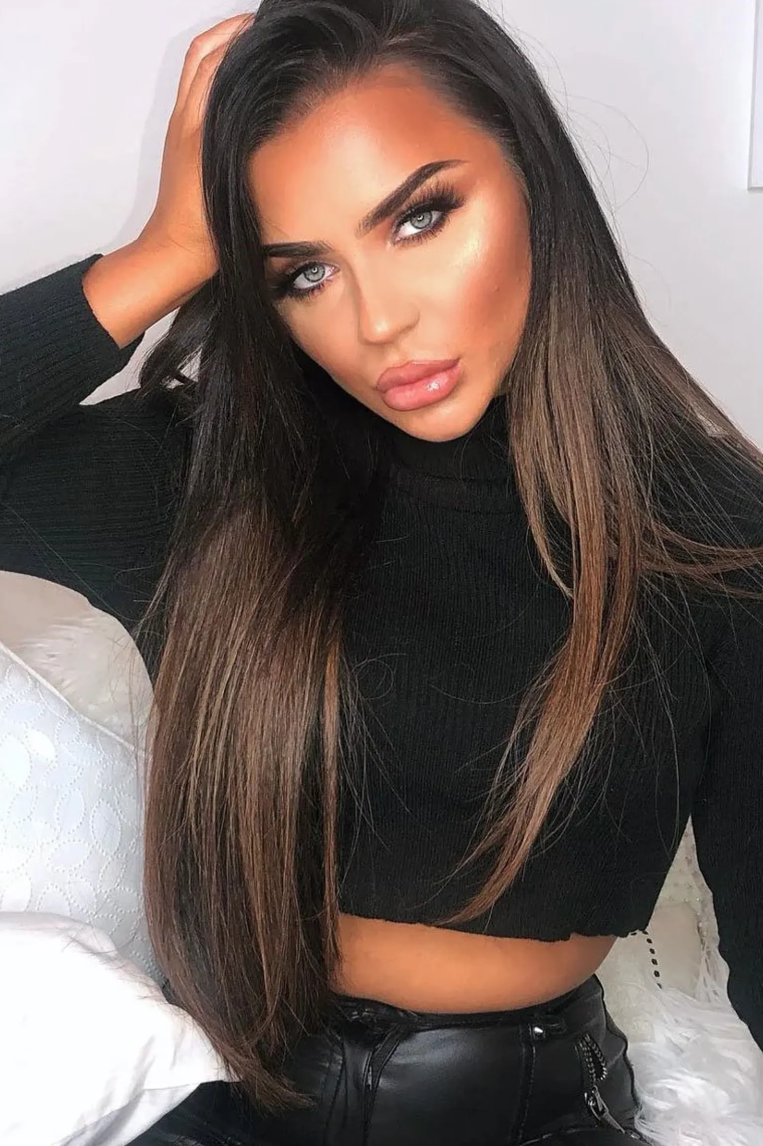 Rebellious Fashion Black Rib Roll Neck Crop Jumper - Hayvin