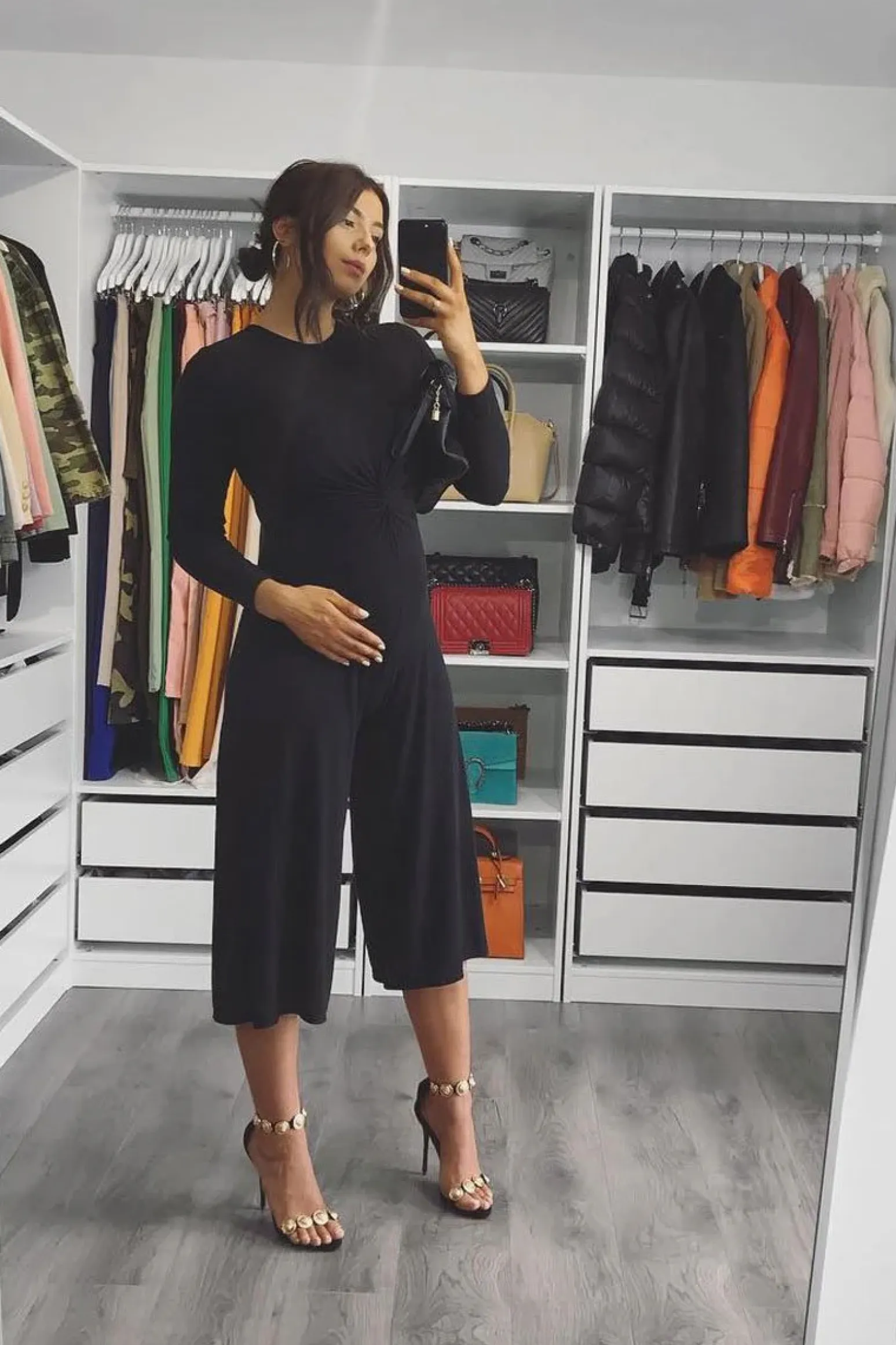 Rebellious Fashion Black Rib Twist Front Culotte Jumpsuit - Elexis