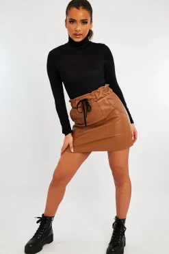 Rebellious Fashion Black Roll Neck Long Sleeve Bodysuit - Liza