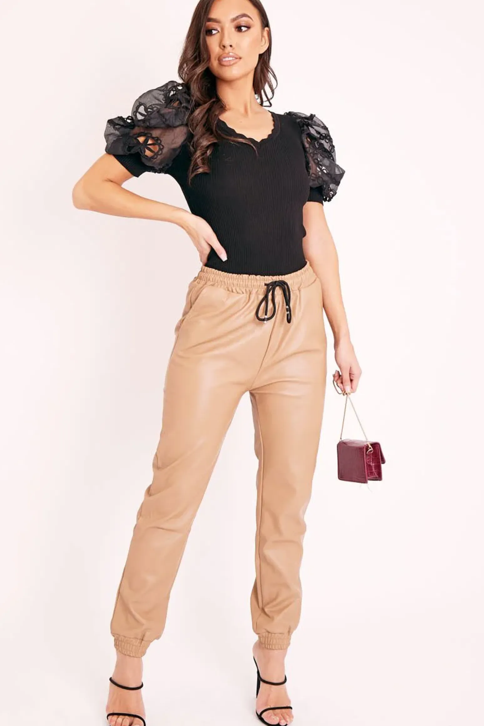 Rebellious Fashion Black Scallop Neckline Crochet Mesh Sleeve Top - Kaisley
