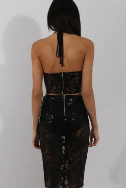 Rebellious Fashion Black Sequin Co-ord - Rihanna