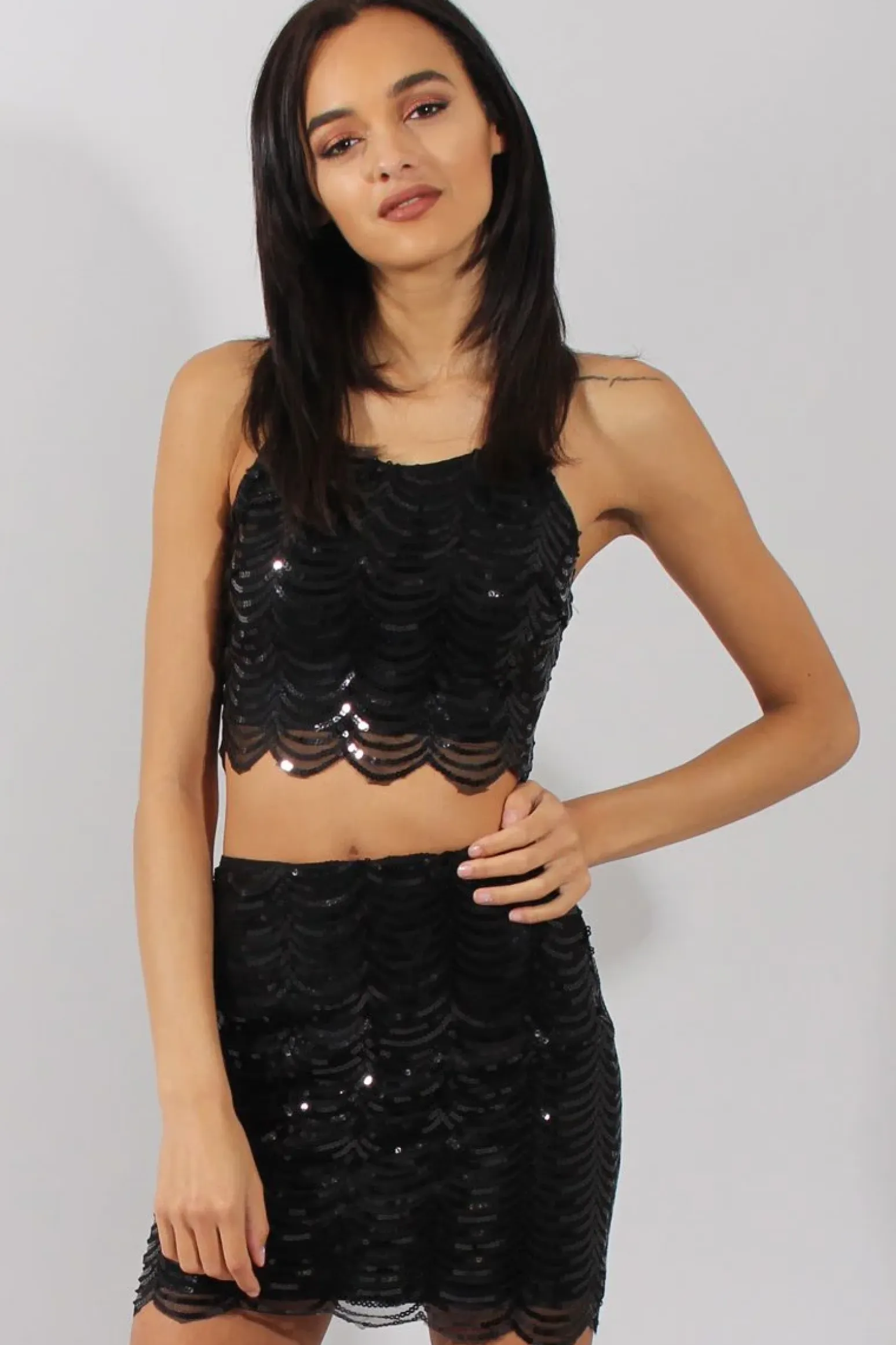 Rebellious Fashion Black Sequin Skirt - Milda