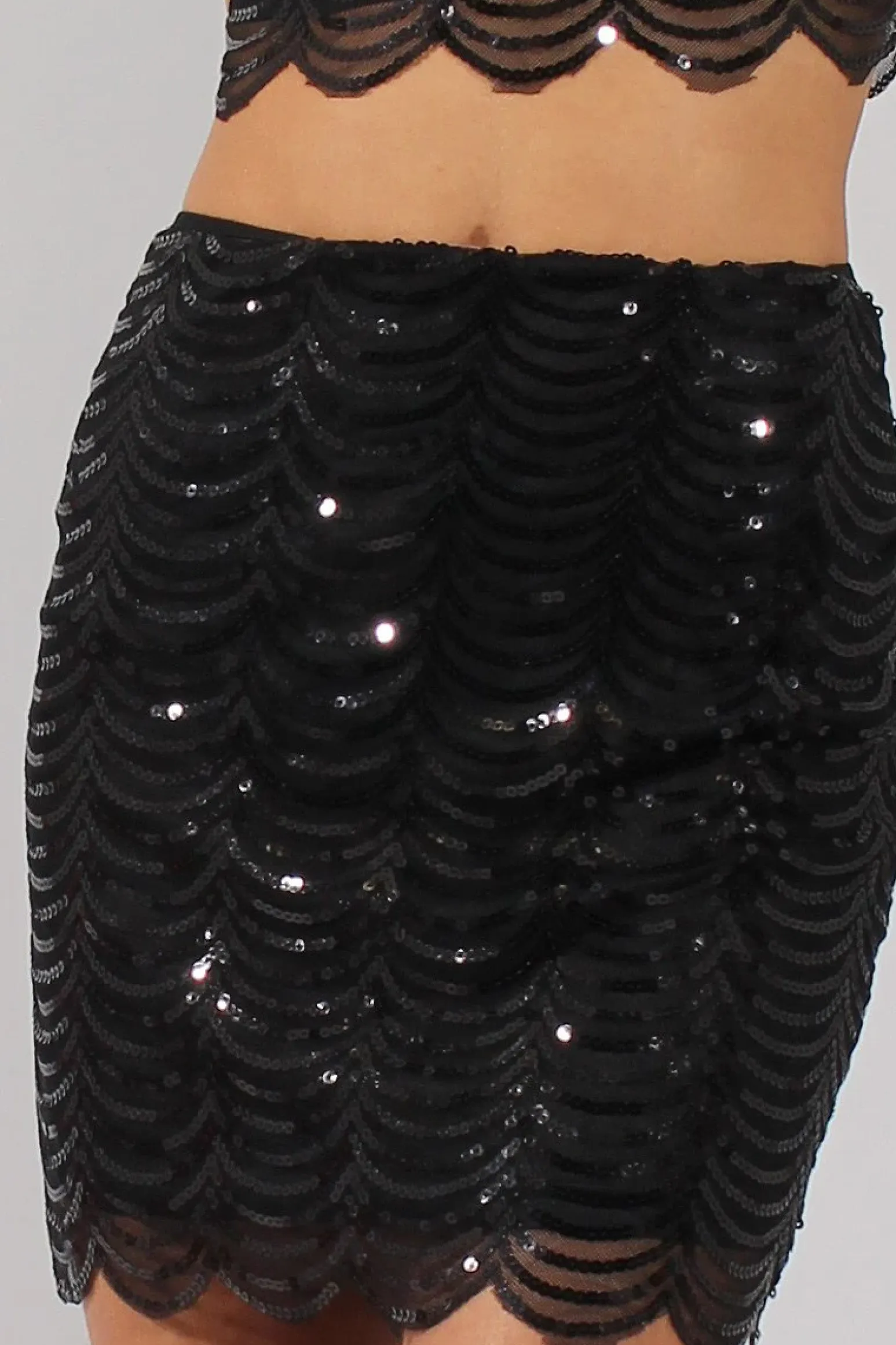 Rebellious Fashion Black Sequin Skirt - Milda