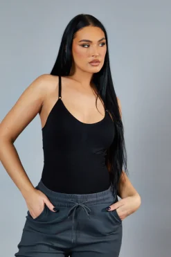 Rebellious Fashion Black Shapewear Strappy Bodysuit - Noor
