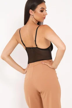 Rebellious Fashion Black Sheer Lace Ruffle Bodysuit - Mylei