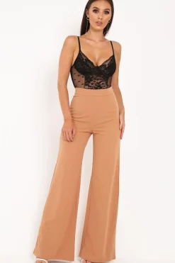 Rebellious Fashion Black Sheer Lace Ruffle Bodysuit - Mylei