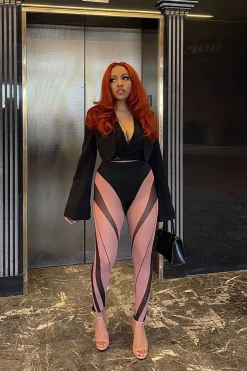Rebellious Fashion Black Sheer Panel Mesh Leggings - Gwen