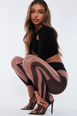 Rebellious Fashion Black Sheer Panel Mesh Leggings - Gwen