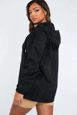 Rebellious Fashion Black Shell Zip Up Windbreaker - Ginnie