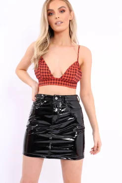 Rebellious Fashion Black Shiny PU Mini Skirt - Julianna