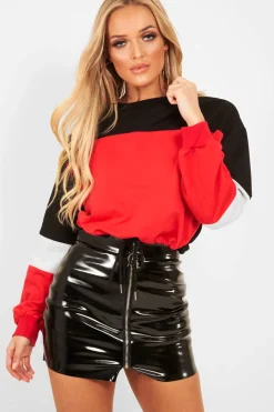 Rebellious Fashion Black Shiny Vinyl Mini Skirt - Aariah