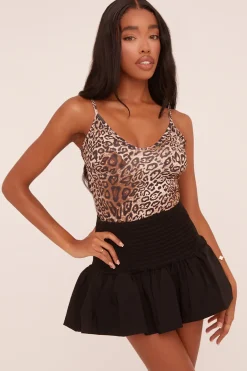 Rebellious Fashion Black Shirring Detail Puffball Mini Skirt - Gracen