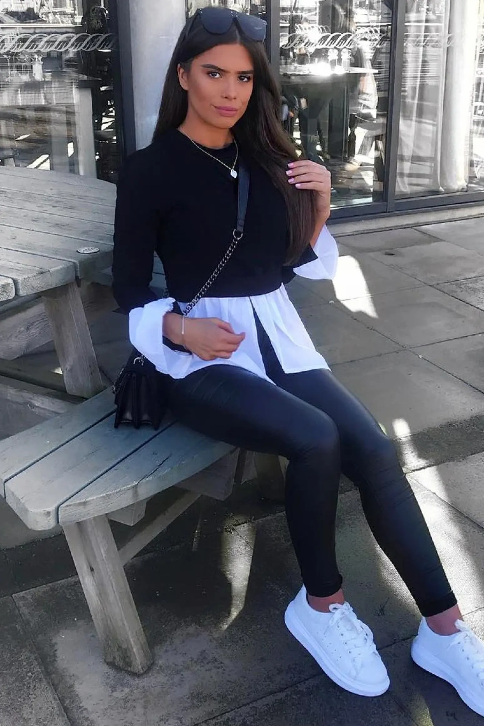 Rebellious Fashion Black Shirt Insert Crew Neck Jumper - Kamilla