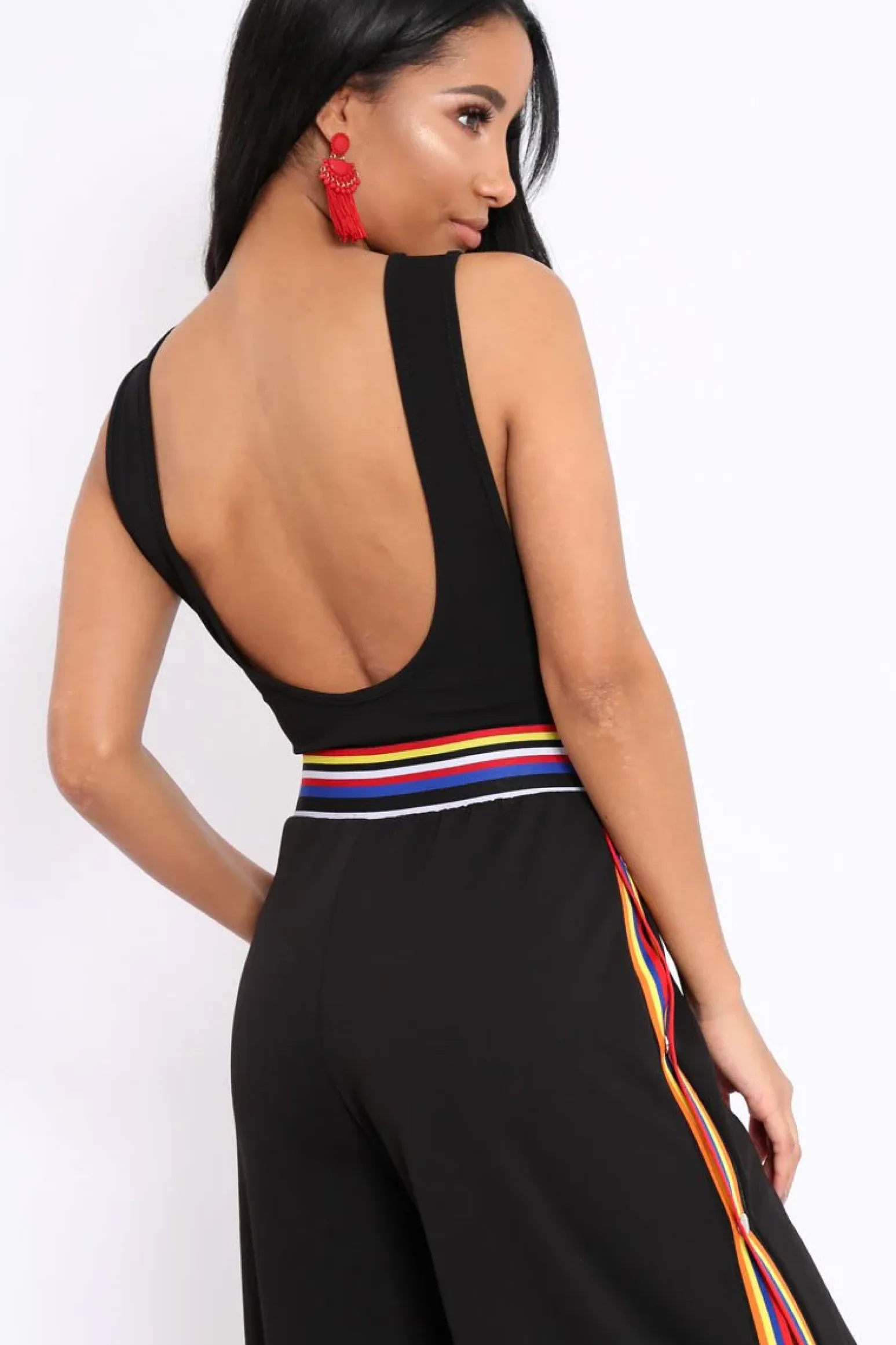 Rebellious Fashion Black Side Boob Bodysuit - Adrionna