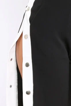 Rebellious Fashion Black Side Popper White Stripe Trousers - Nazneen