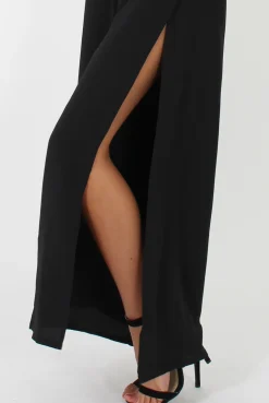 Rebellious Fashion Black Side Split Culottes - Aubrey