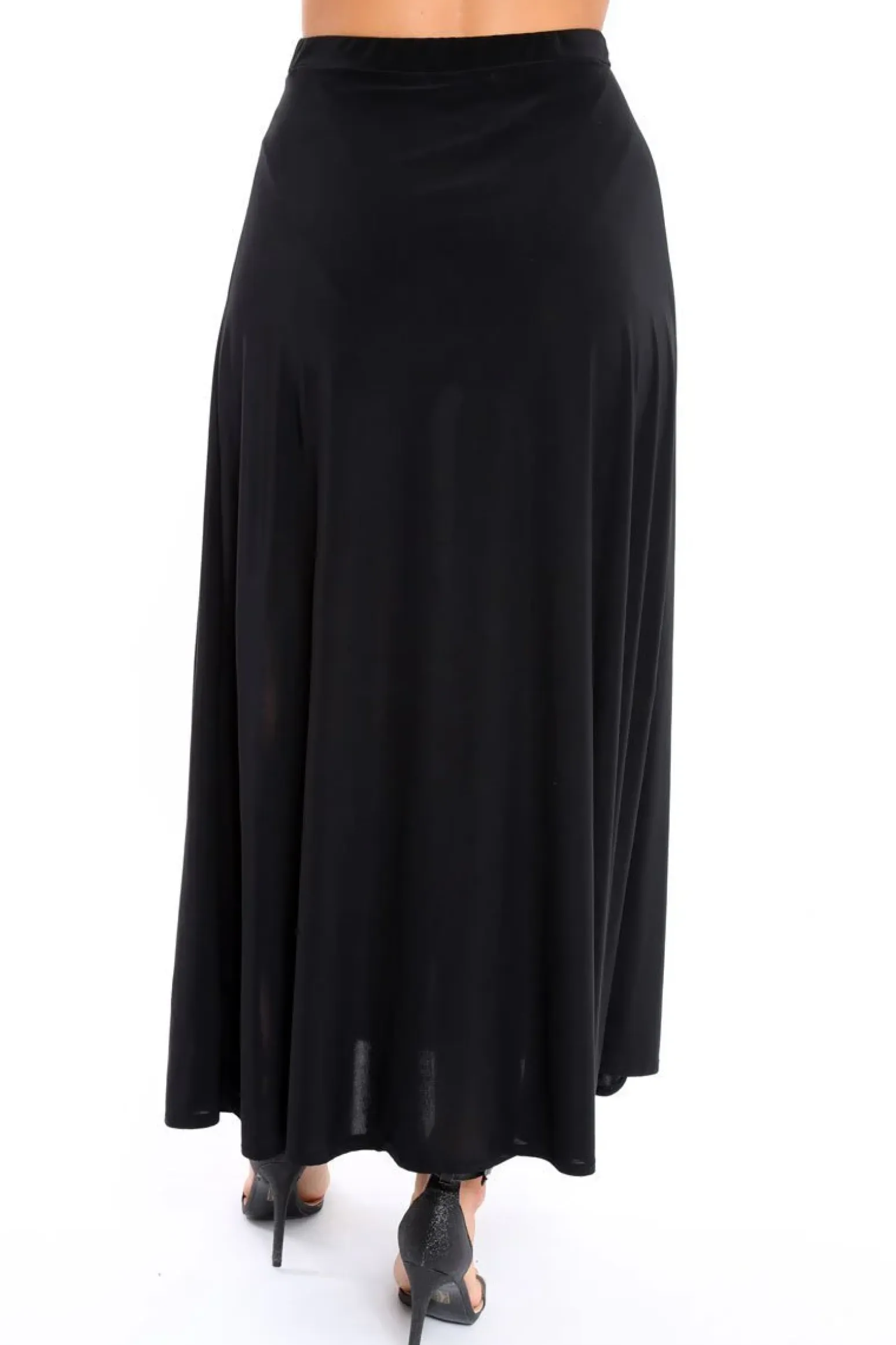 Rebellious Fashion Black Side Split Maxi Skirt - Gina